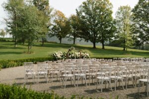 Elegant event space St Louis with rows of chairs set up for a wedding ceremony.