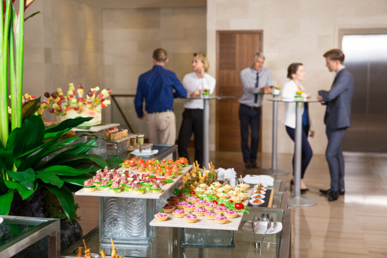 Elegant canapés and tartlets buffet showcasing Vue 17 catering services.