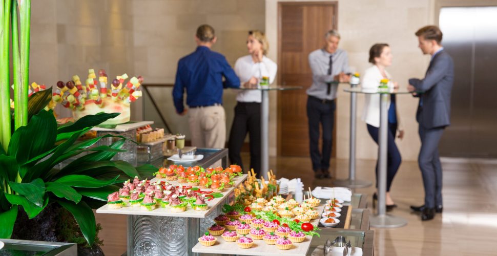 Elegant canapés and tartlets buffet showcasing Vue 17 catering services.